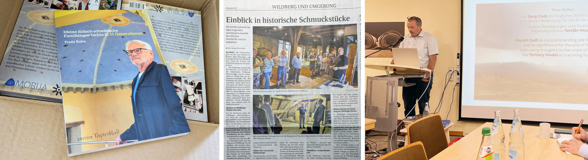 Fredy Kahns neues Buch, Zeitungsbericht zum Tag des offenen Denkmals in Wildberg und Timo Rollers Vortrag in Wuppertal
